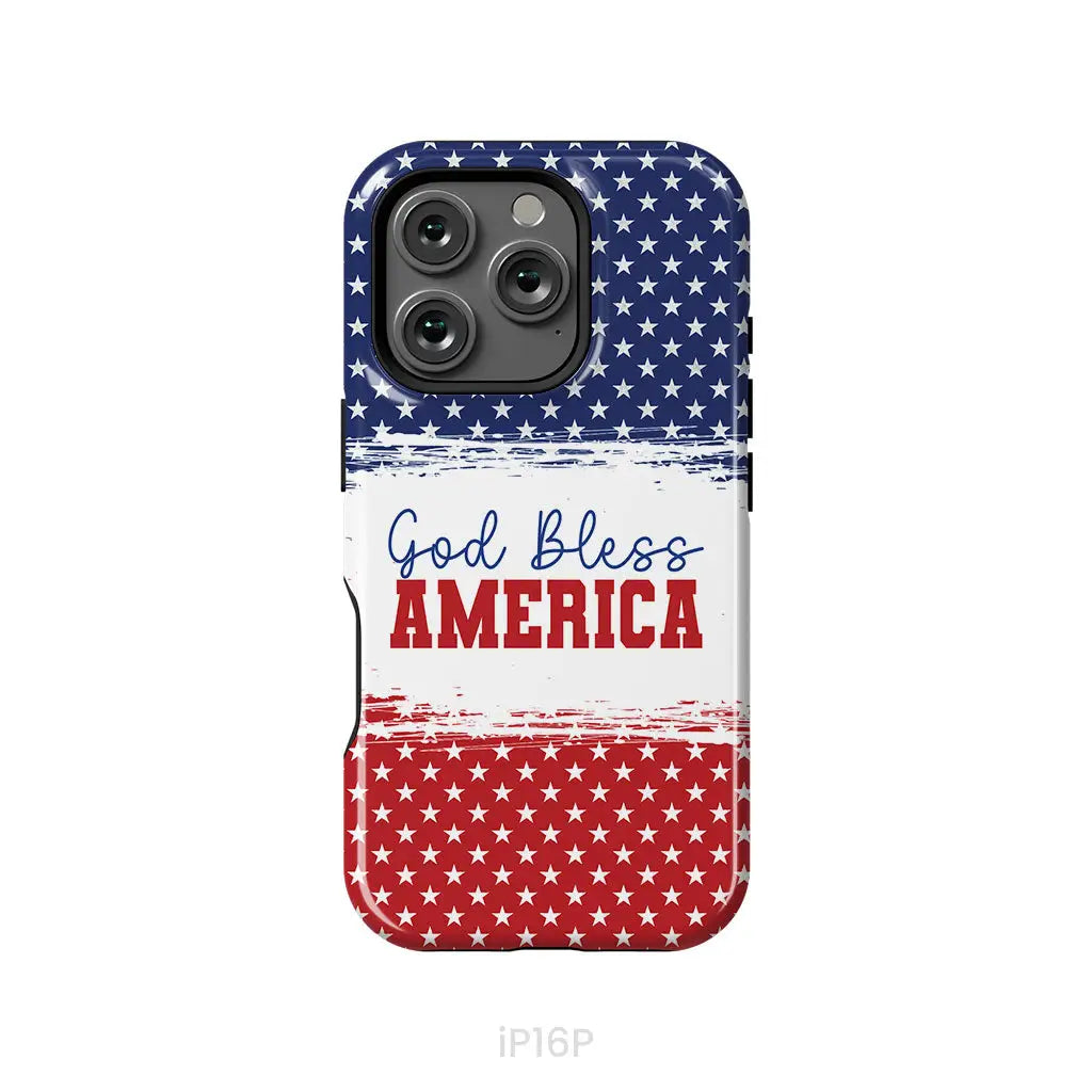 Patriotic Christian phone case: God bless America