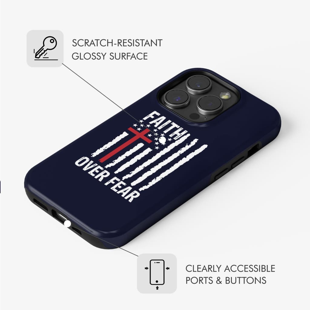 Patriotic Christian phone cases: Faith over fear American flag phone case