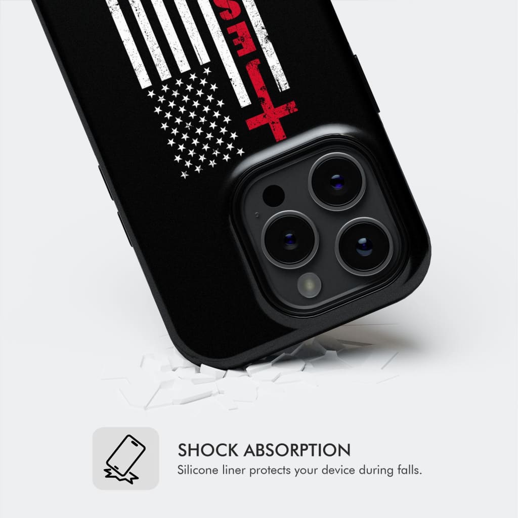 Patriotic phone cases: Jesus word cross with American flag Christian phone case