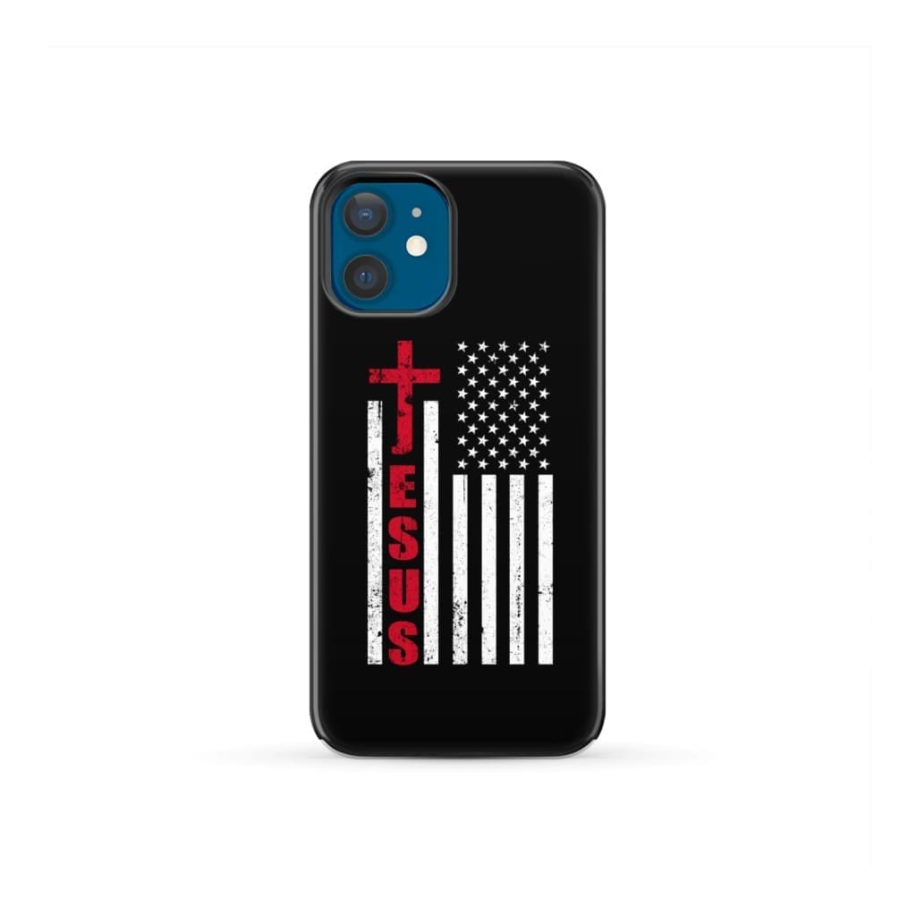 Patriotic phone cases: Jesus word cross with American flag Christian phone case