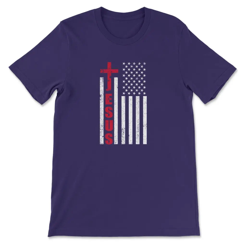 Jesus Word Cross, American Flag, Patriotic Christian T-shirt
