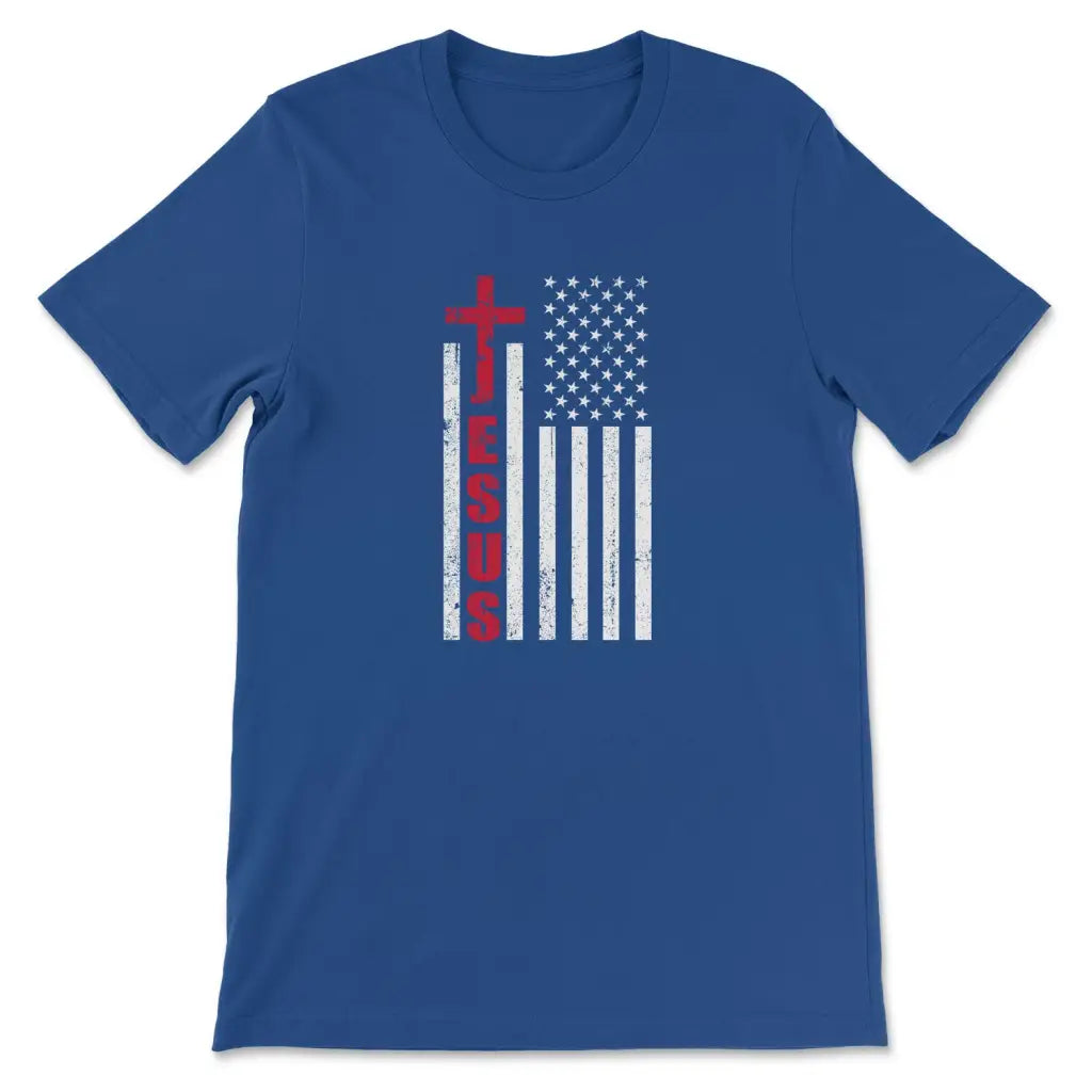 Jesus Word Cross, American Flag, Patriotic Christian T-shirt