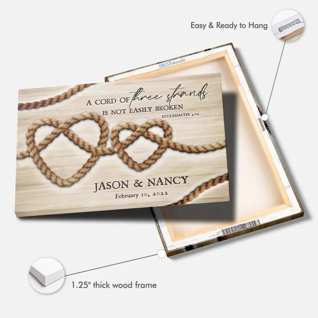 Personalized, A Cord Of Three Strands Is Not Easily Broken Ecclesiastes 4:12, Wall Art Canvas