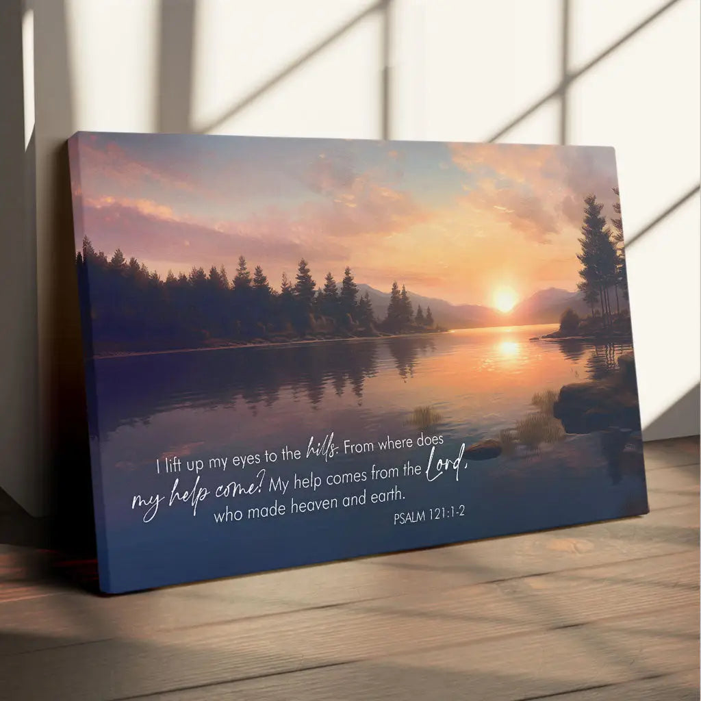 Psalm 121:1-2 My Help Cometh From The Lord Wall Art Canvas