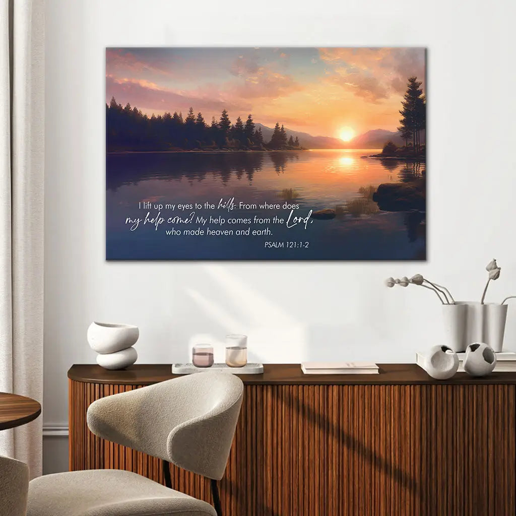 Psalm 121:1-2 My Help Cometh From The Lord Wall Art Canvas