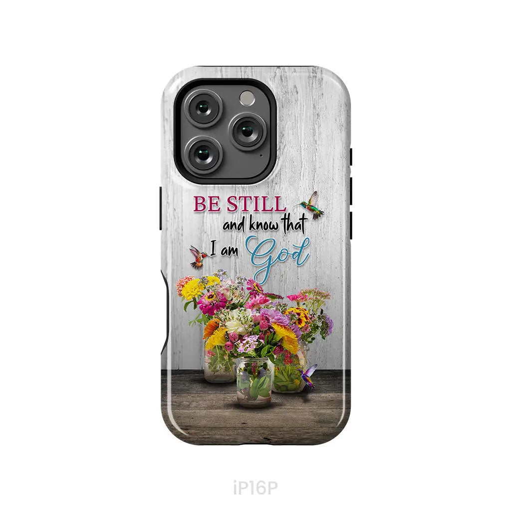 Psalm 46:10 Be Still and Know, Hummingbirds, Vase of Flowers, Phone Case