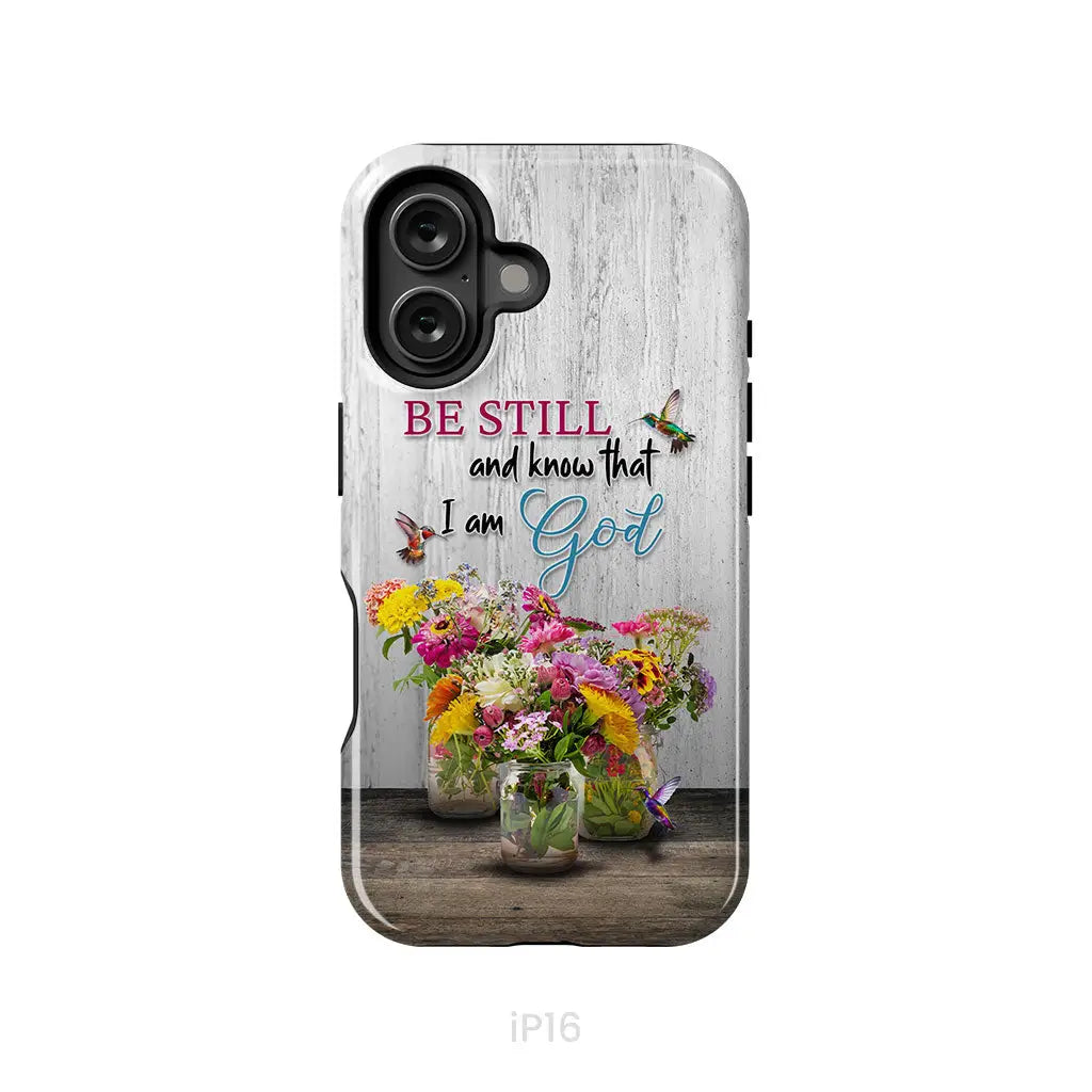 Psalm 46:10 Be Still and Know, Hummingbirds, Vase of Flowers, Phone Case