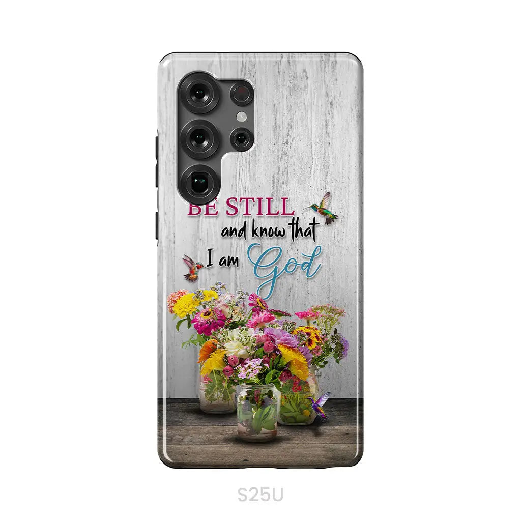 Psalm 46:10 Be Still and Know, Hummingbirds, Vase of Flowers, Phone Case