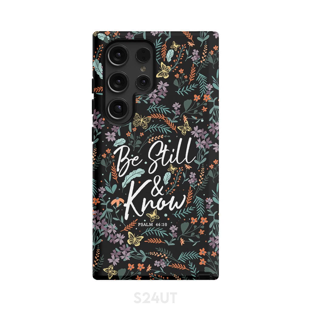 Psalm 46:10 Be still and know, Wildflowers butterflies, Christian phone case