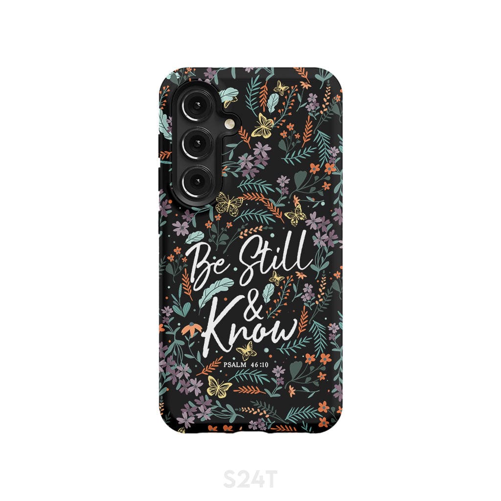Psalm 46:10 Be still and know, Wildflowers butterflies, Christian phone case