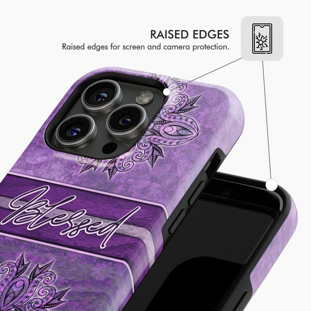 (Purple) Blessed phone case - Christian phone case