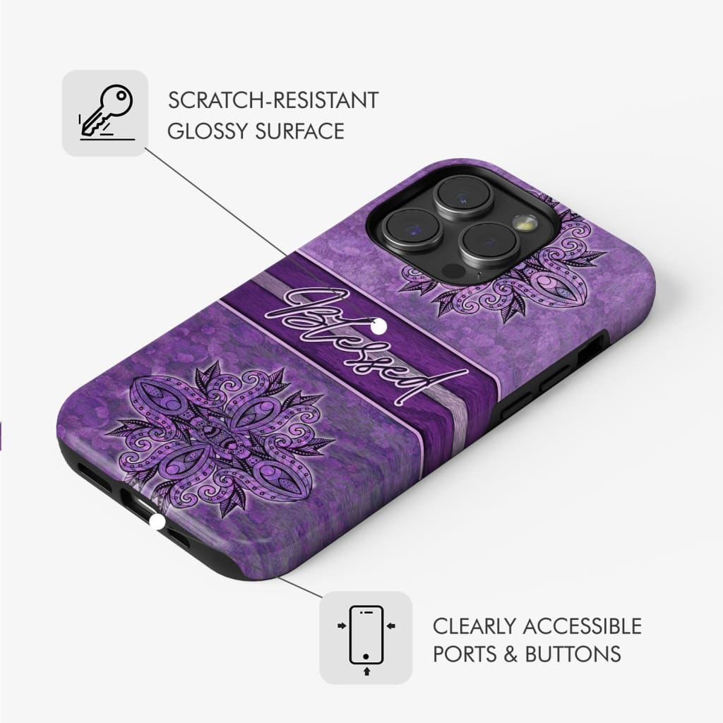 (Purple) Blessed phone case - Christian phone case