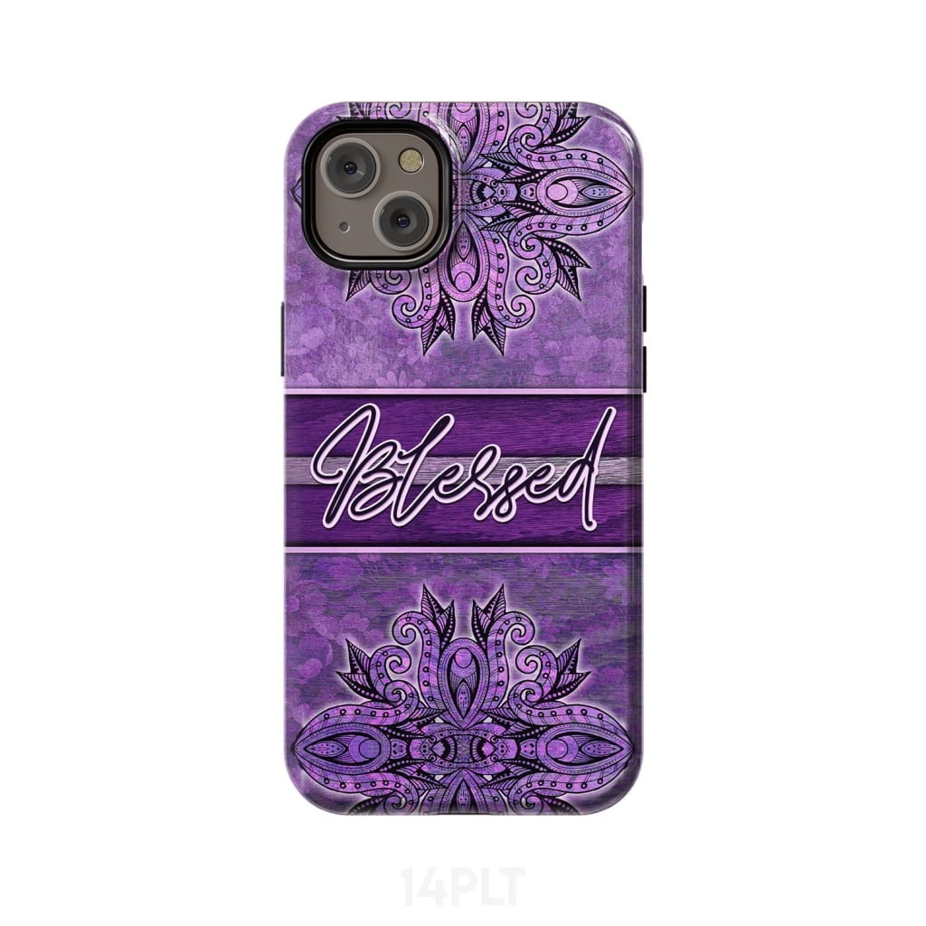 (Purple) Blessed phone case - Christian phone case