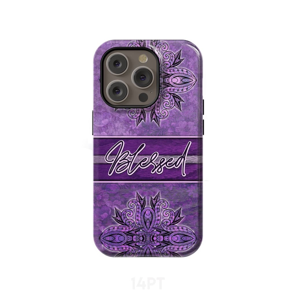 (Purple) Blessed phone case - Christian phone case
