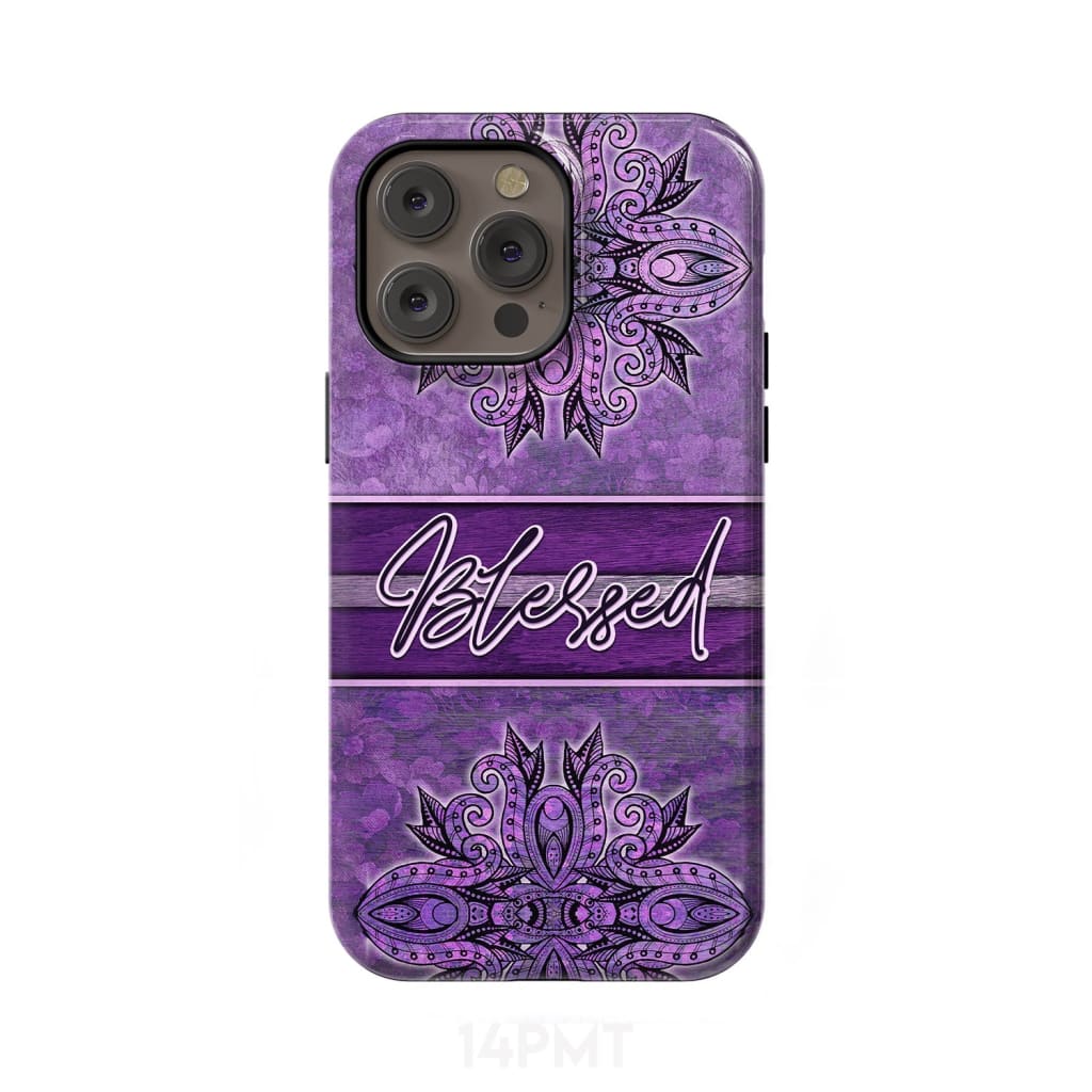 (Purple) Blessed phone case - Christian phone case