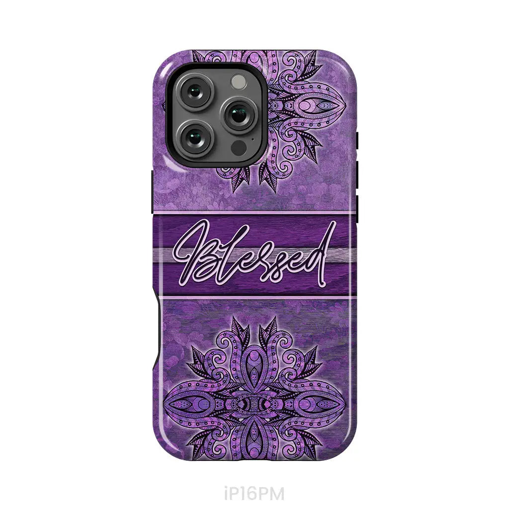 (Purple) Blessed phone case - Christian phone case