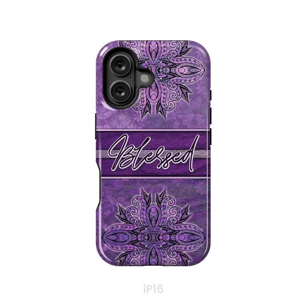 (Purple) Blessed phone case - Christian phone case
