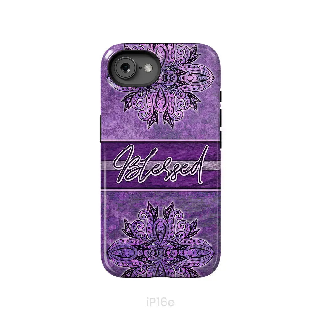 (Purple) Blessed phone case - Christian phone case