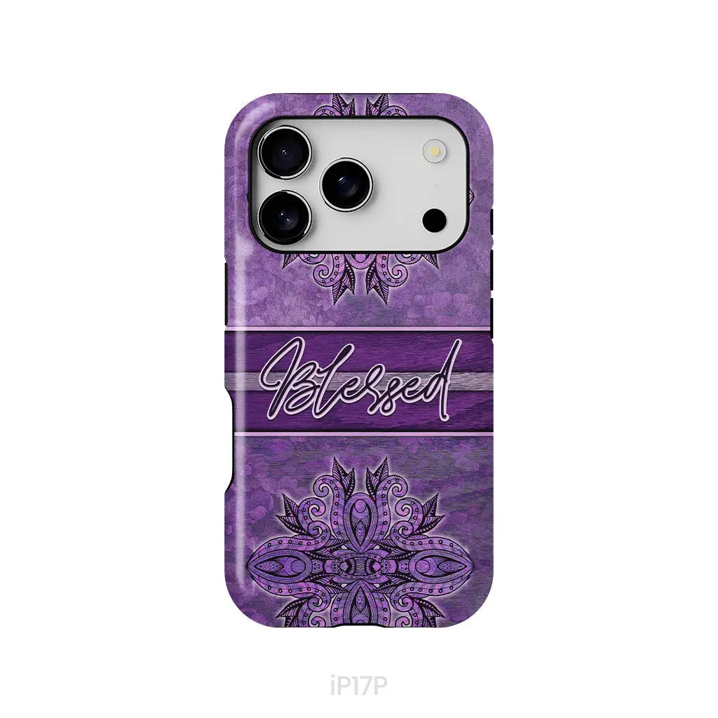 (Purple) Blessed phone case - Christian phone case