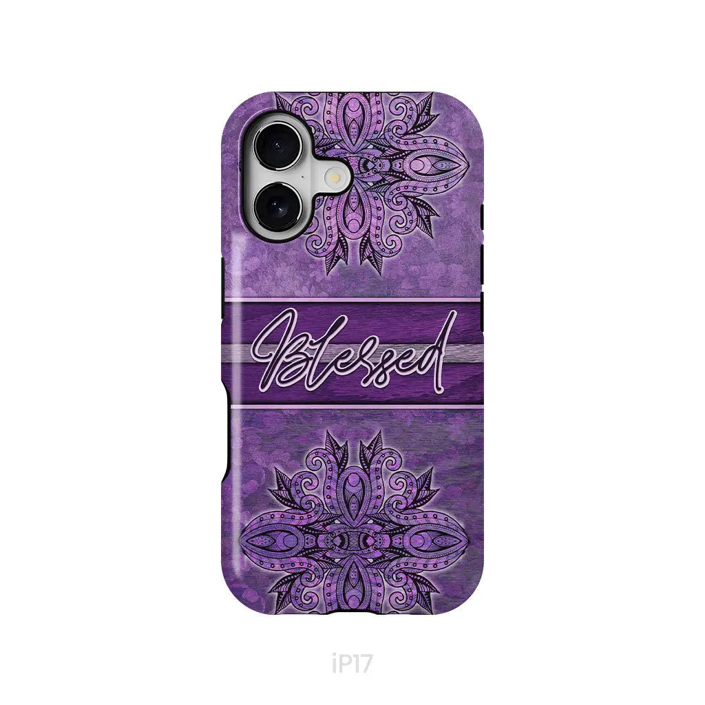 (Purple) Blessed phone case - Christian phone case