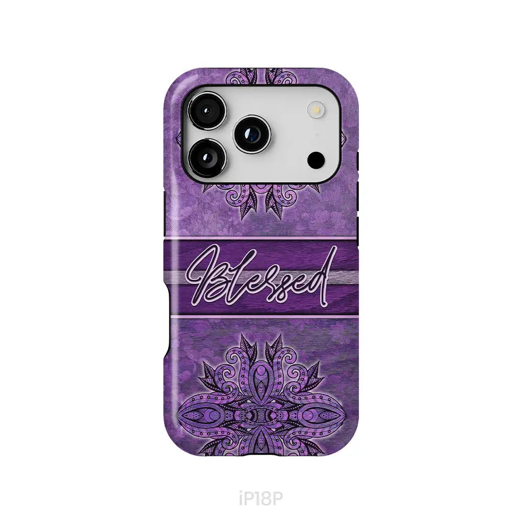 (Purple) Blessed phone case - Christian phone case
