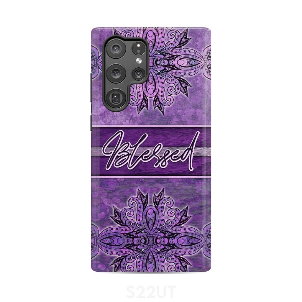 (Purple) Blessed phone case - Christian phone case