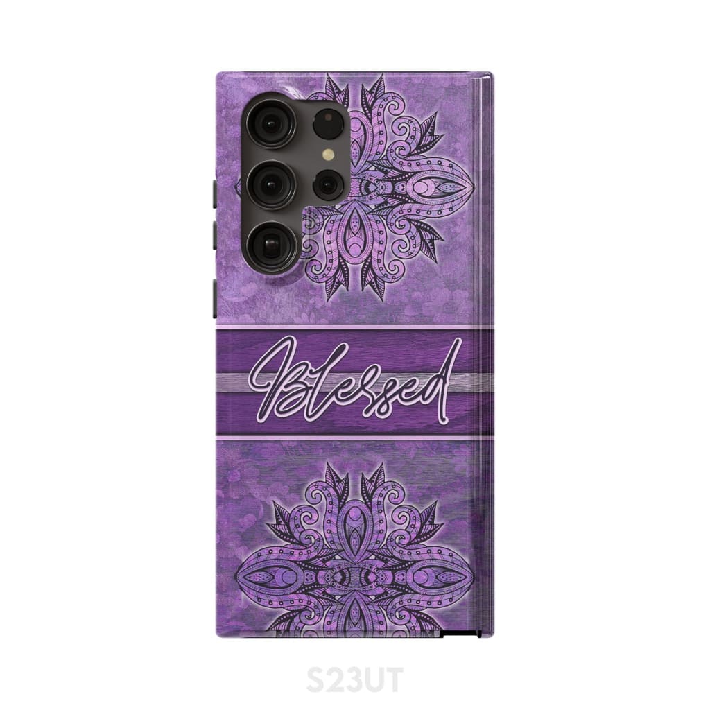 (Purple) Blessed phone case - Christian phone case