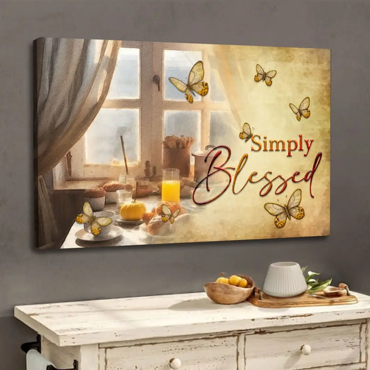 Simply Blessed Christian Wall Art Canvas - Butterfly Window