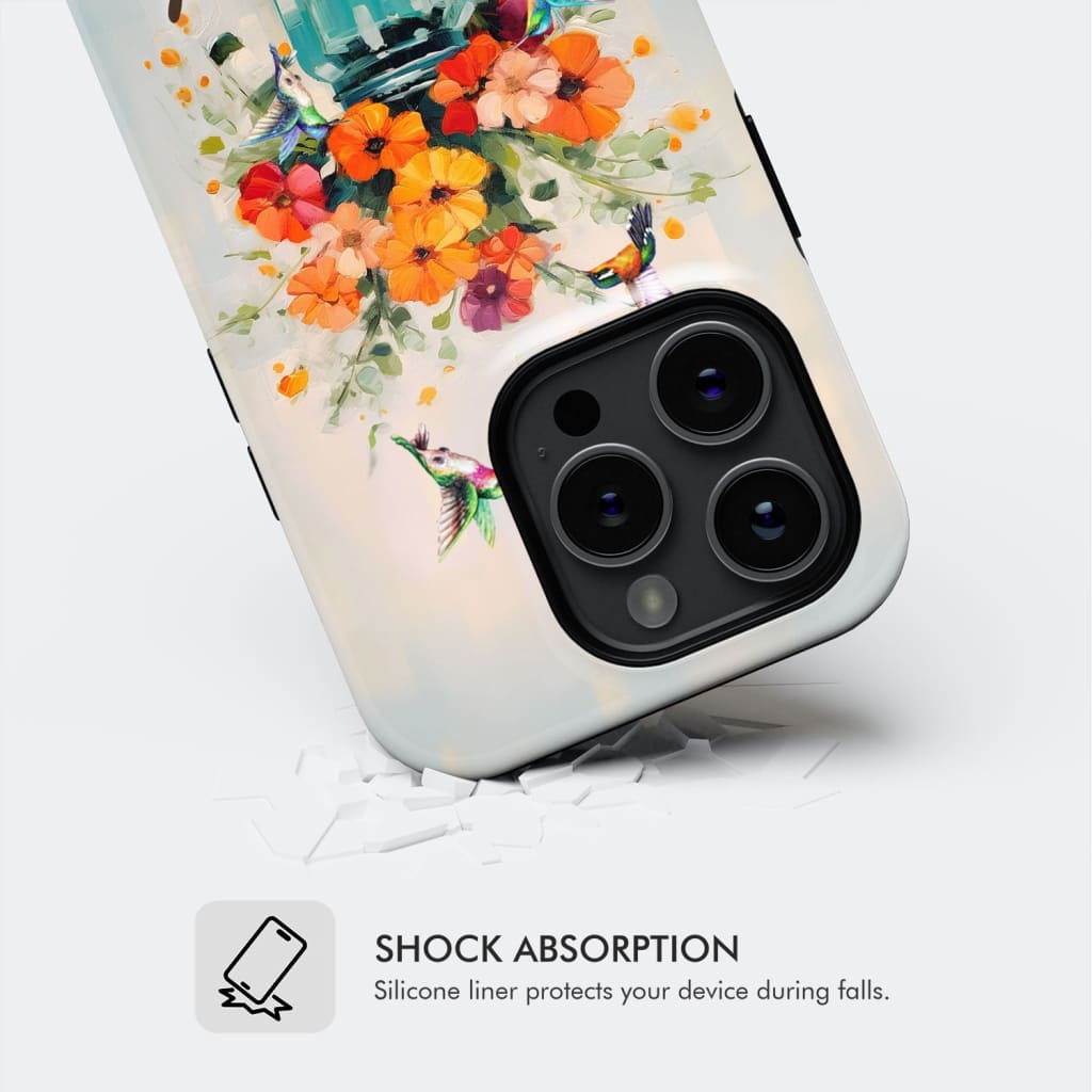 Simply Blessed, Hummingbird, Vase of Flowers, Christian Phone Case