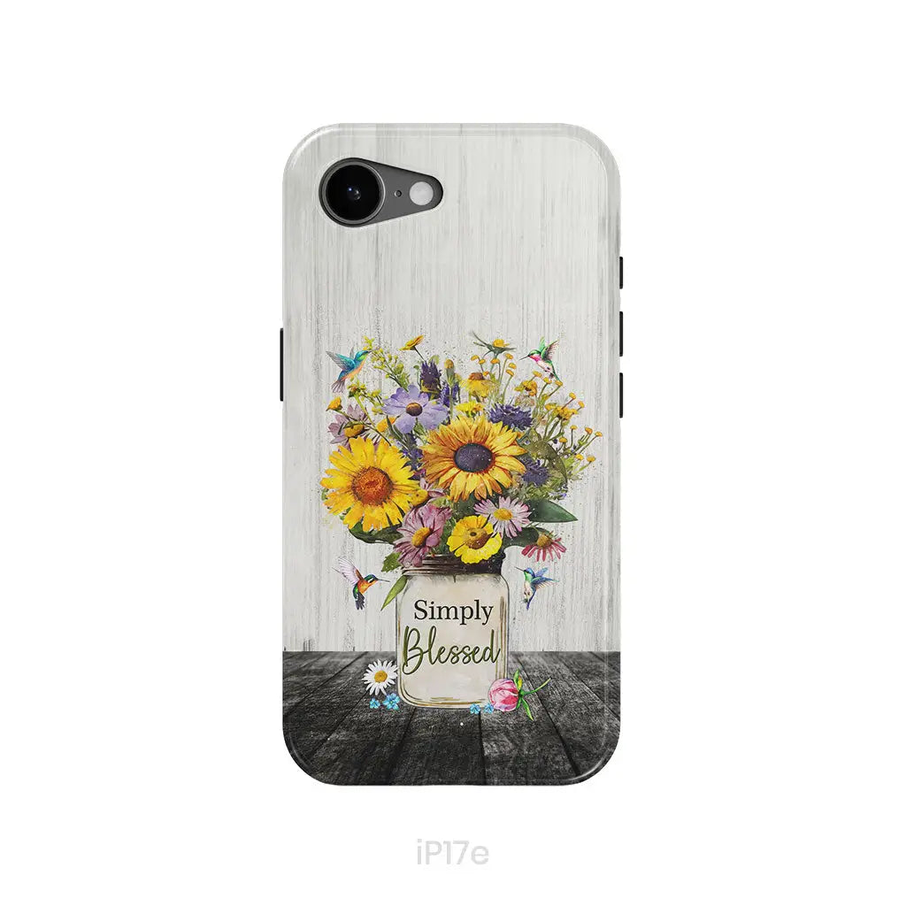 Simply Blessed, Hummingbirds and Flowers in Vase, Christian Phone Case