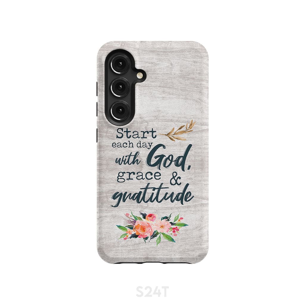 Start Each Day With God Grace And Gratitude Phone Case, Christian Phone Case