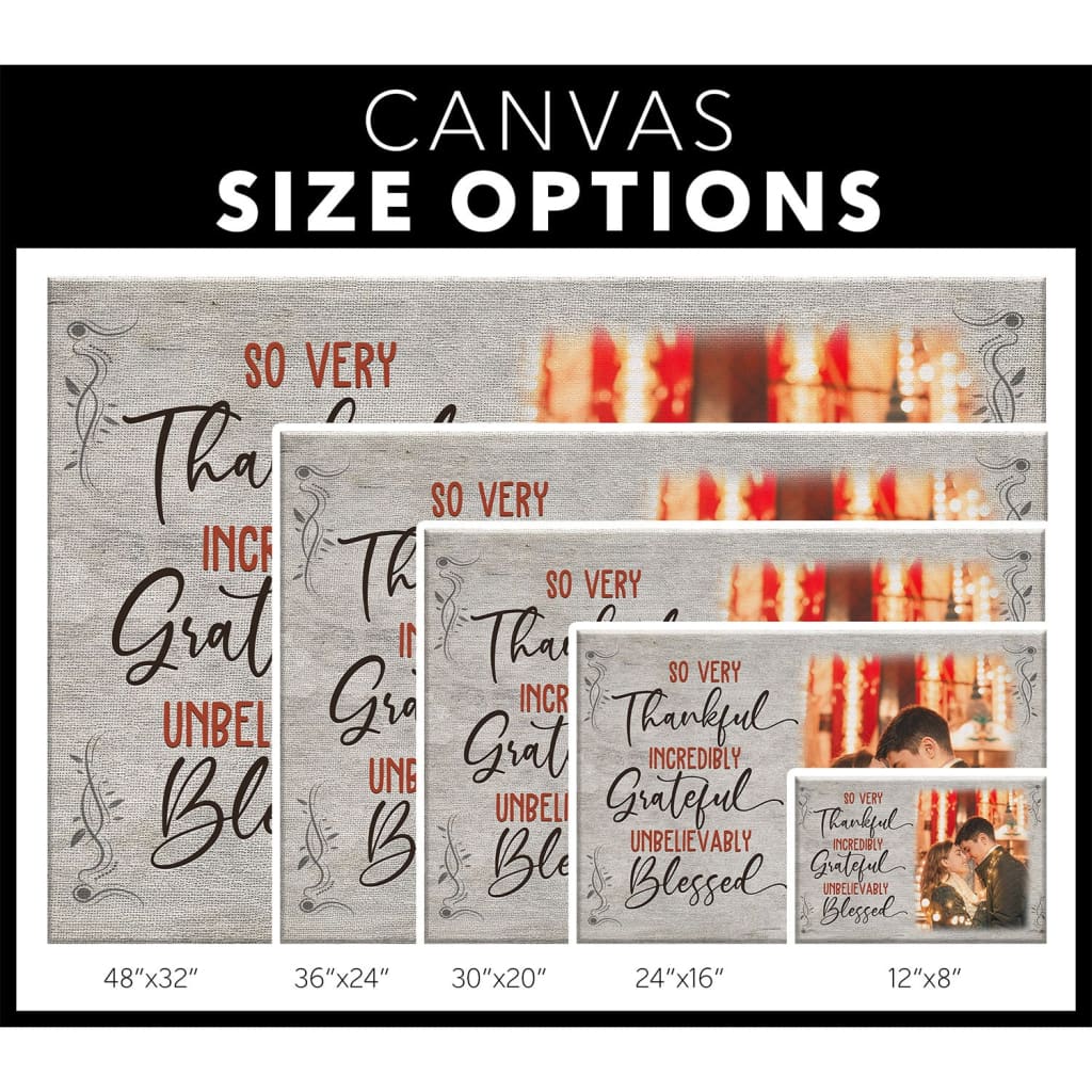 Personalized Thankful Grateful Blessed Wall Art Canvas With Custom Photo